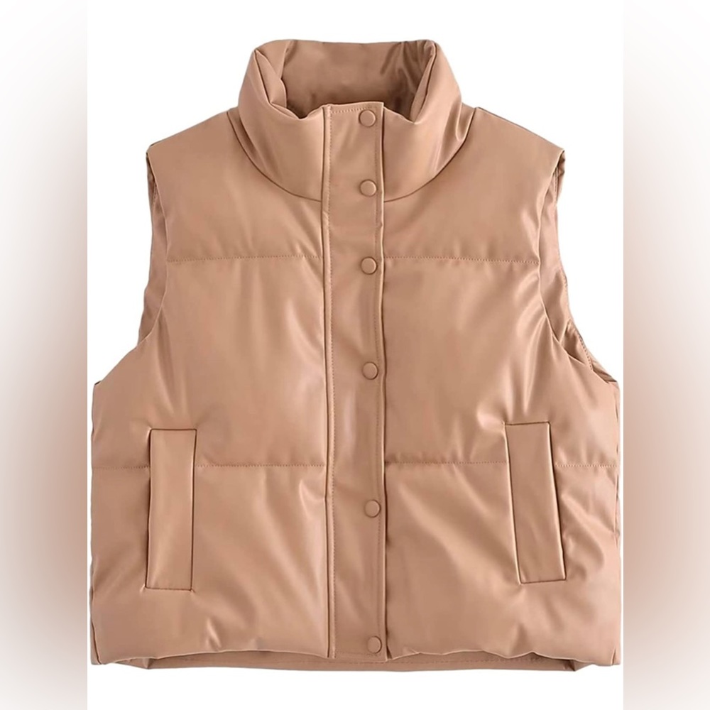NWOT Abercrombie & Fitch Soft Vegan Leather Puffer Vest - L